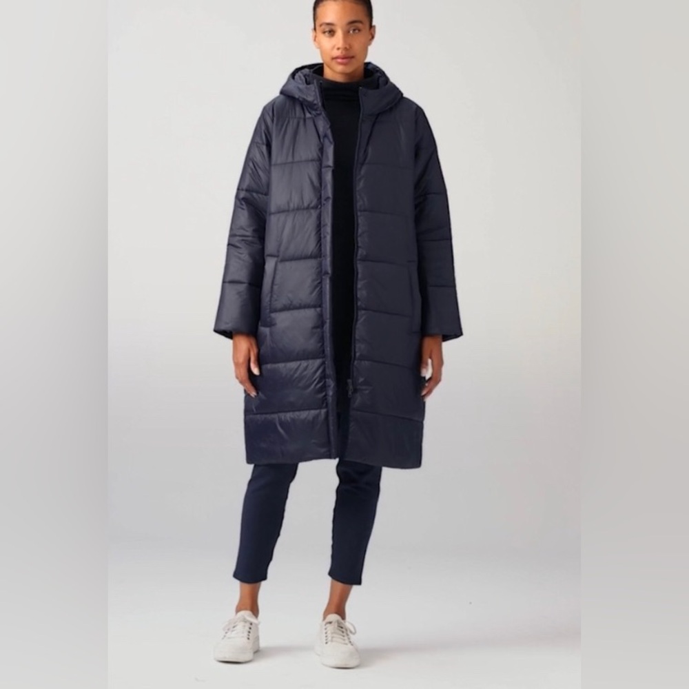 Eileen Fisher Eggshell Recycled Nylon Long Coat